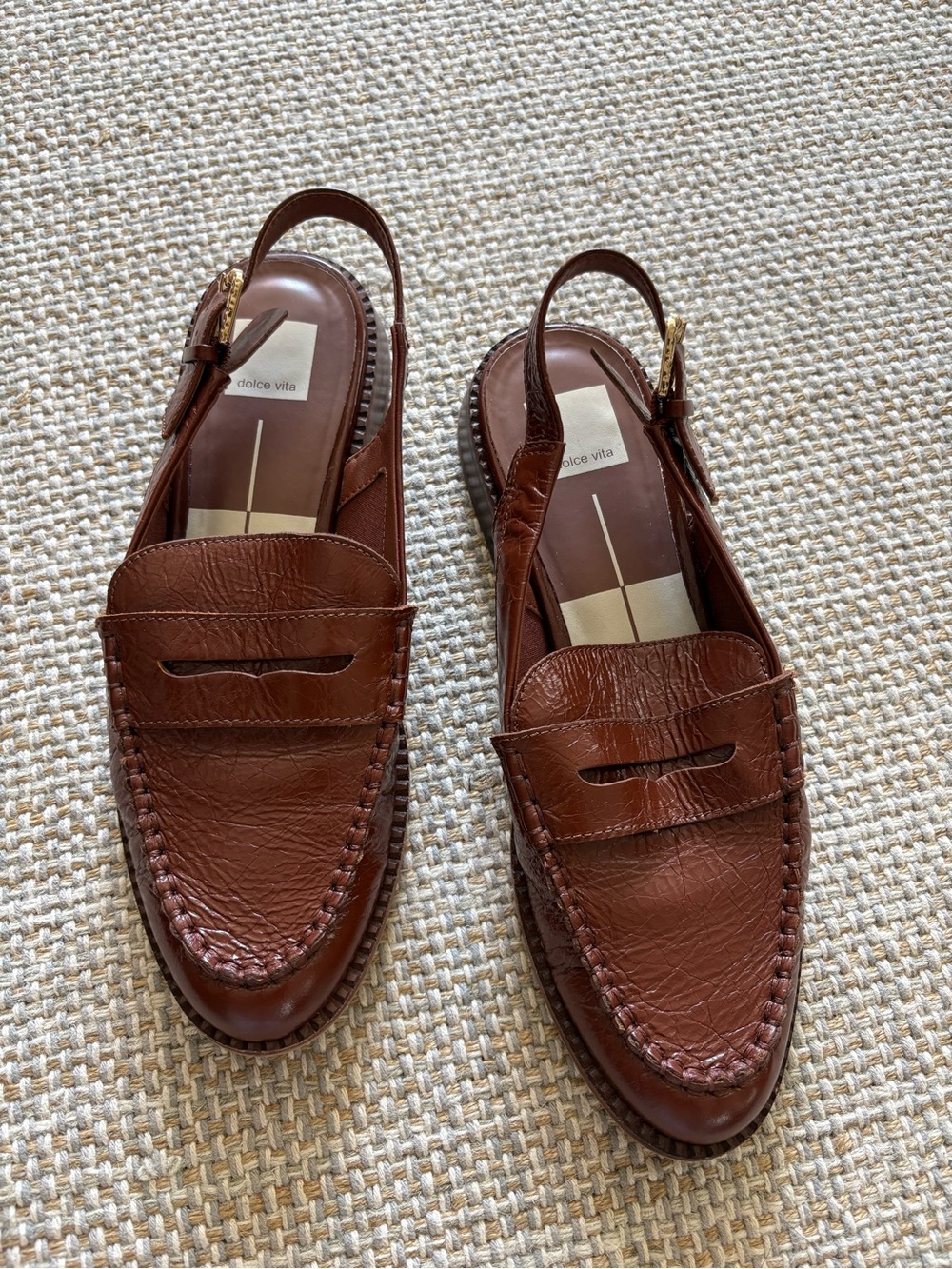 Dolce Vita Women’s Brown Leather Slingback Penny Loafers